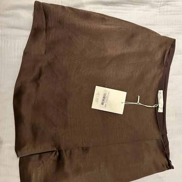 Chocolate brown mini slip skirt - Picture 2 of 2